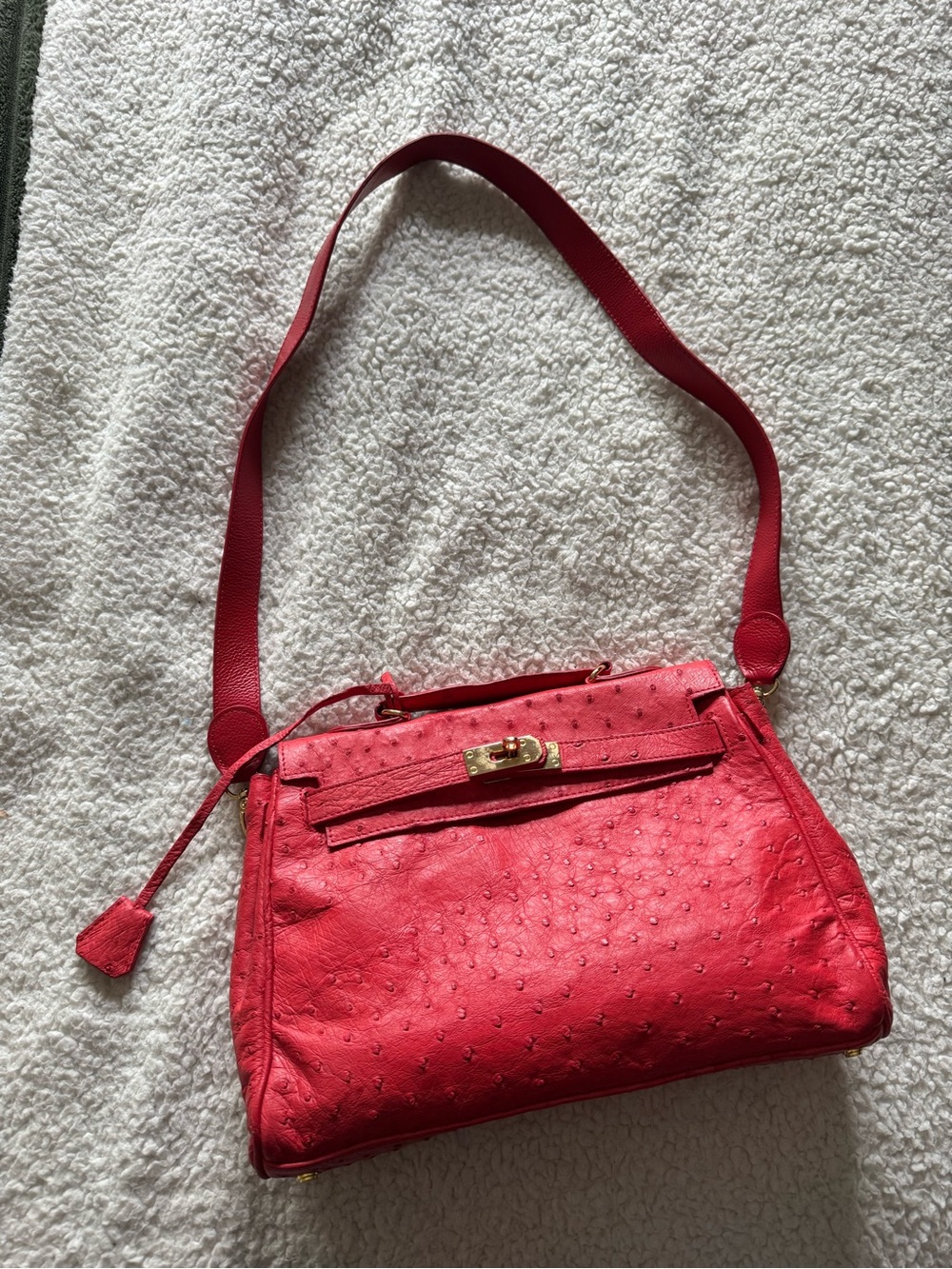 Genuine Ostrich Birkin-like Shoulder Bag